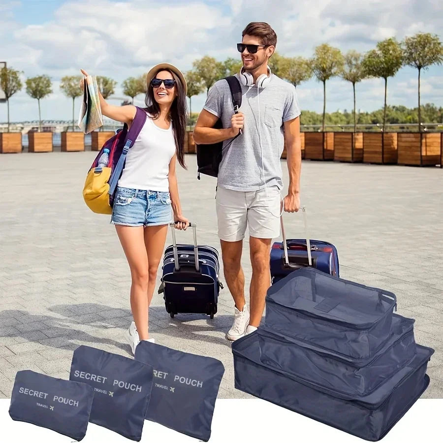 Travel Storage 6 Pcs/Set Pink/Blue/Grey Bag Large Capacity Waterproof Luggage Clothing Underwear Storage Bag Bag With Zipper