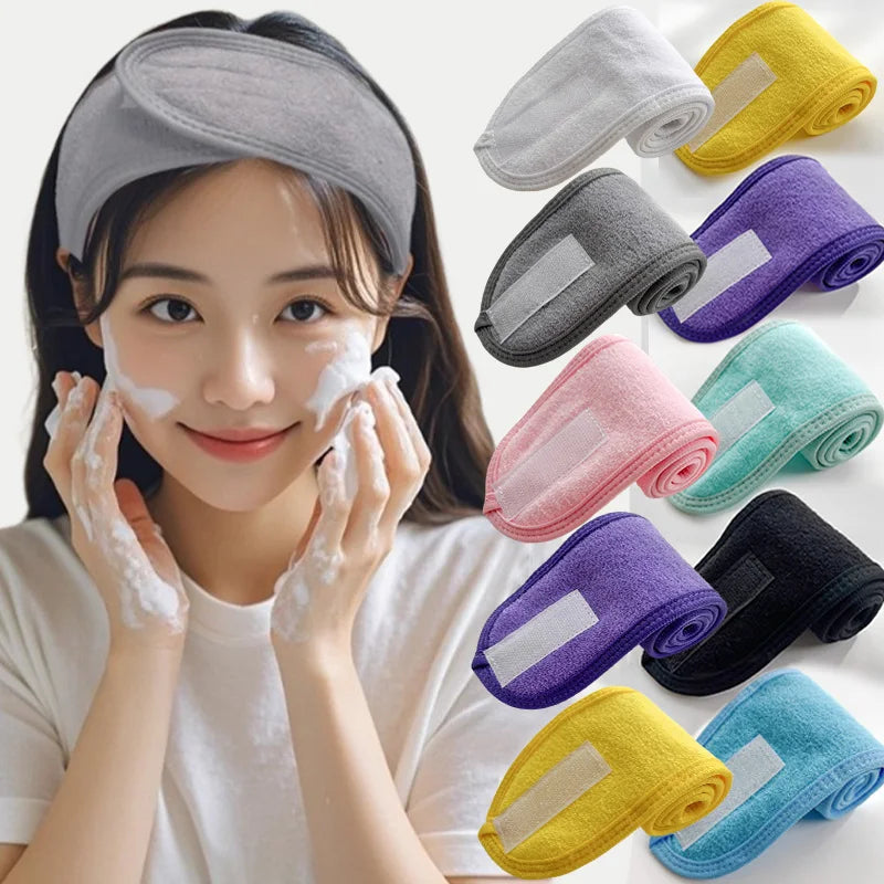 New Women Adjustable Velcro Strap Wash Face Headband Soft Toweling Broken Hair Tools Accessories SPA Facial Headbands Headwear