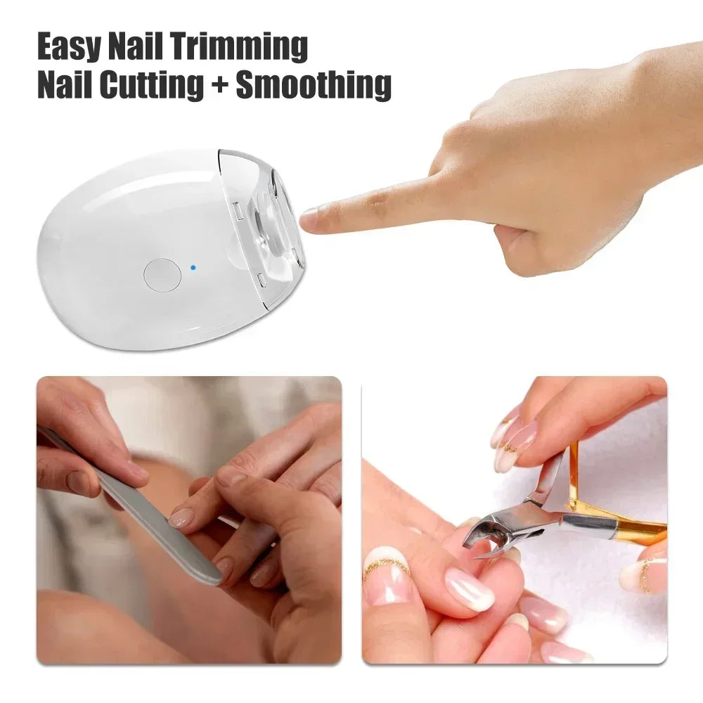 2 IN 1 Electric Nail Clipper Cutter with LED Light Automatic Nail Grinder Trimmer for Adult And Baby Mini Manicure Tools Nail Care
