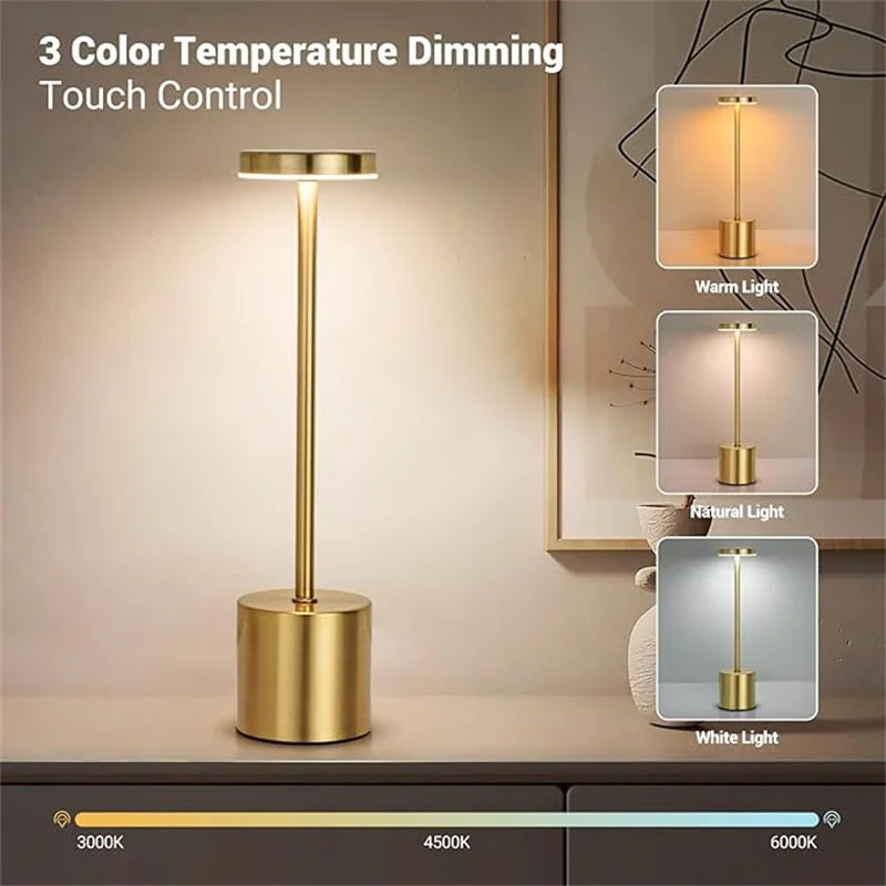 Decorative Table Lamp LED Waterproof Rechargeable Night Light Touch Dimming Bar Living Room Reading Camp Light