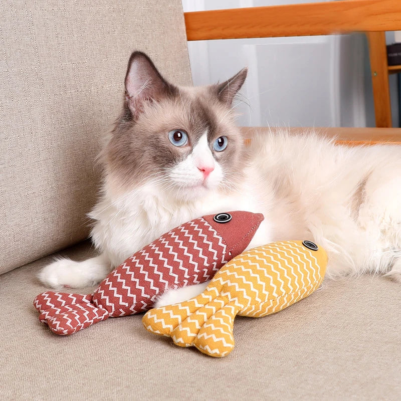 New pet toys, cat toys, linen fish pillows, self hi cat mint doll, pet supplies