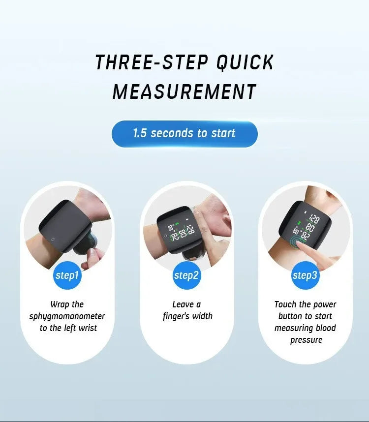 New Touch LED Rechargeable Blood Pressure Wrist Monitor
