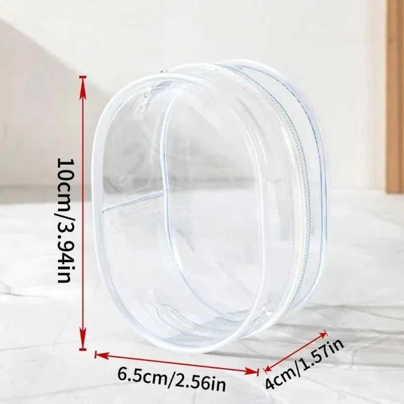 Portable Mini Transparent Storage Bag with Zipper Multifunctional Headphone and Charger Case Travel Accessories with Keychain
