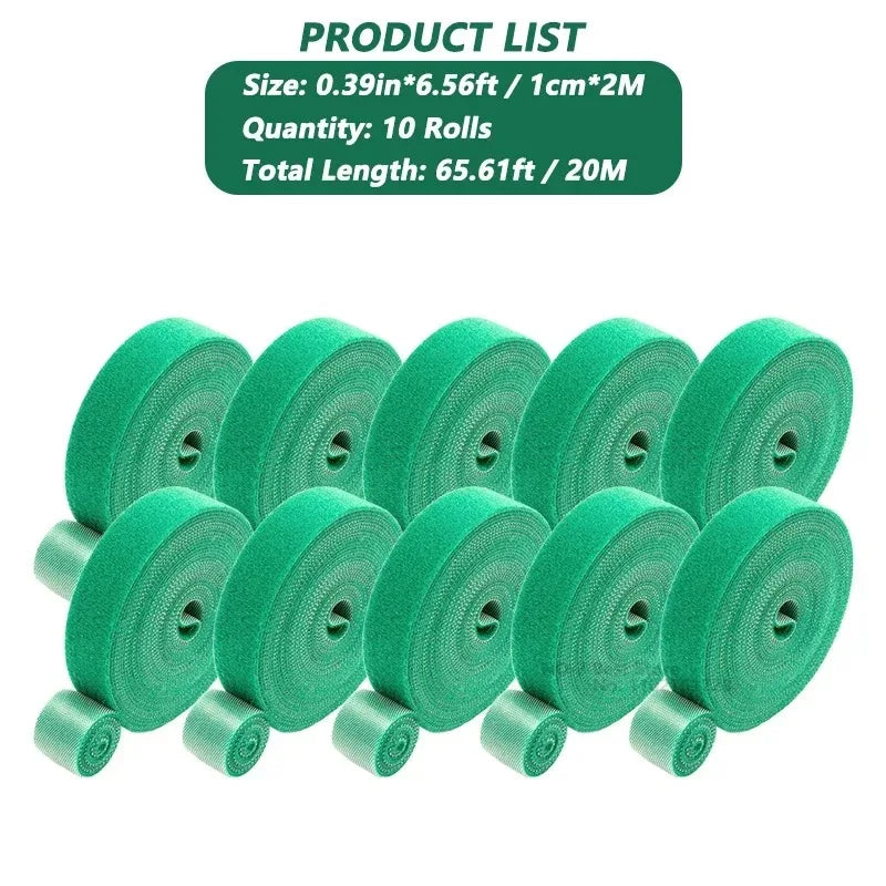 Tutors for Plants Self-adhesive Plant Nylon Cable Tying Climbing Plant Support Green Fastener Tape Reusable Care Garden Supplies