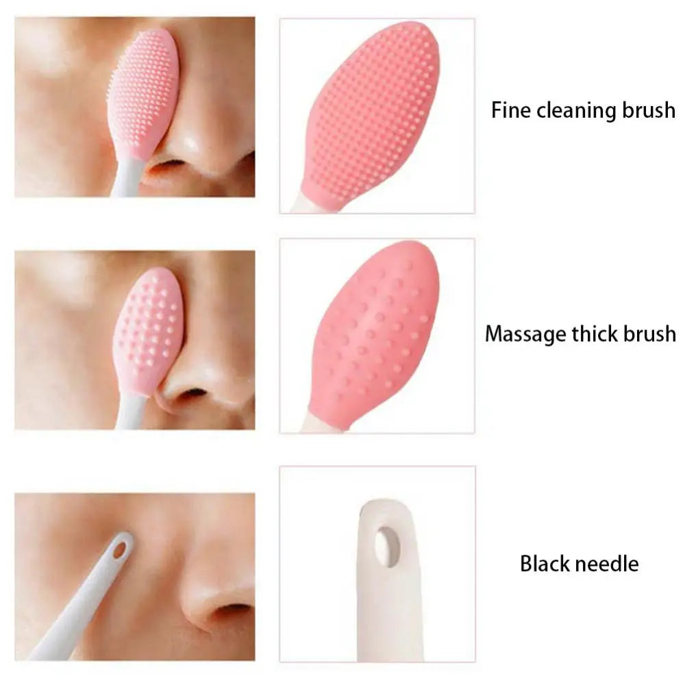 Beauty Skin Care Wash Face Silicone Brush Exfoliating Nose Clean Blackhead Removal Brushes Tools With Replacement Head