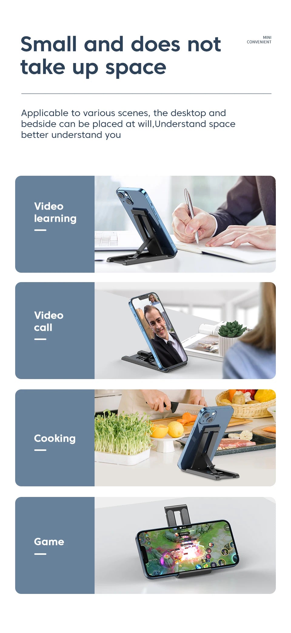 Foldable Desktop Phone Holder Portable Mini Moblie Phone Stand For Xiaomi iPhone Samsung Huawei Smart Phone iPad Tablet Holder