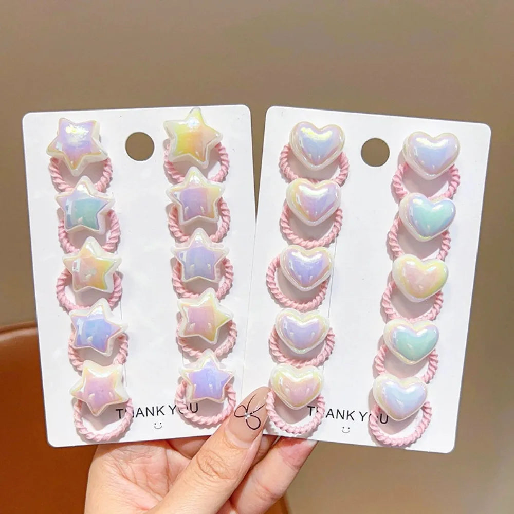10PCS Cute Hair Ropes Set for Girls Elastic Rubber Bands Ponytail Headwear Hair Accessories Ropes Headwear Korean Styling Tools
