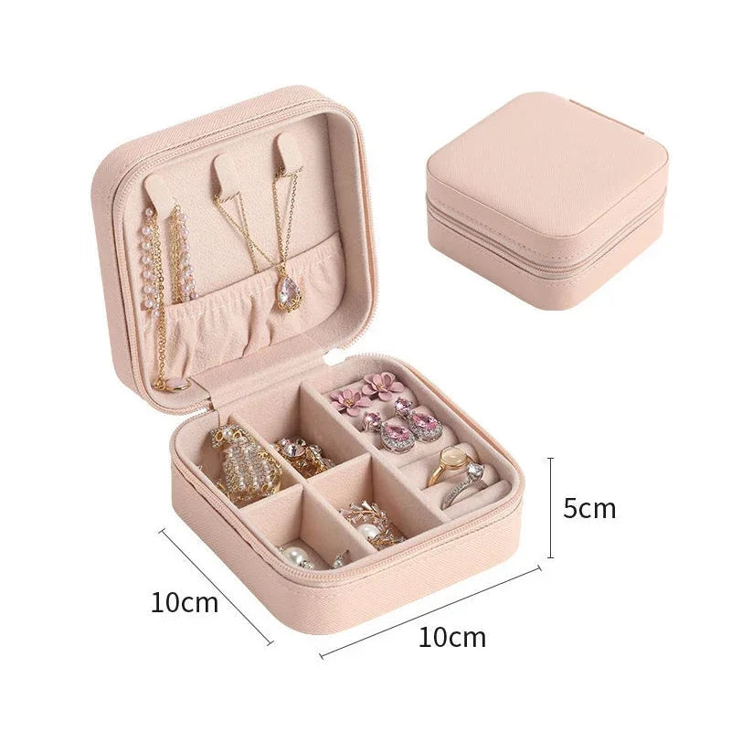 Jewelry Organizer Display Travel Jewelry Case Boxes Portable Jewelry Box Leather Storage Case