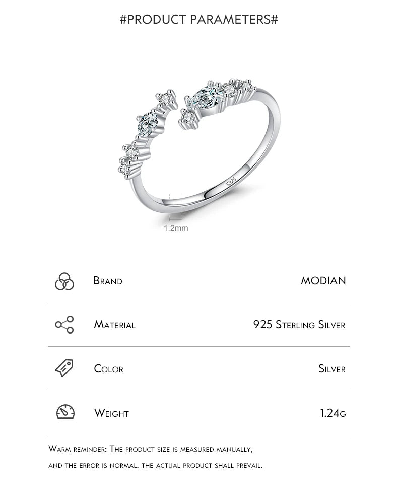 Modian New 925 Sterling Silver Minimalist Clear Zirconia Stackable Ring For Women Anniversary Wedding Band Simple Fine Jewelry