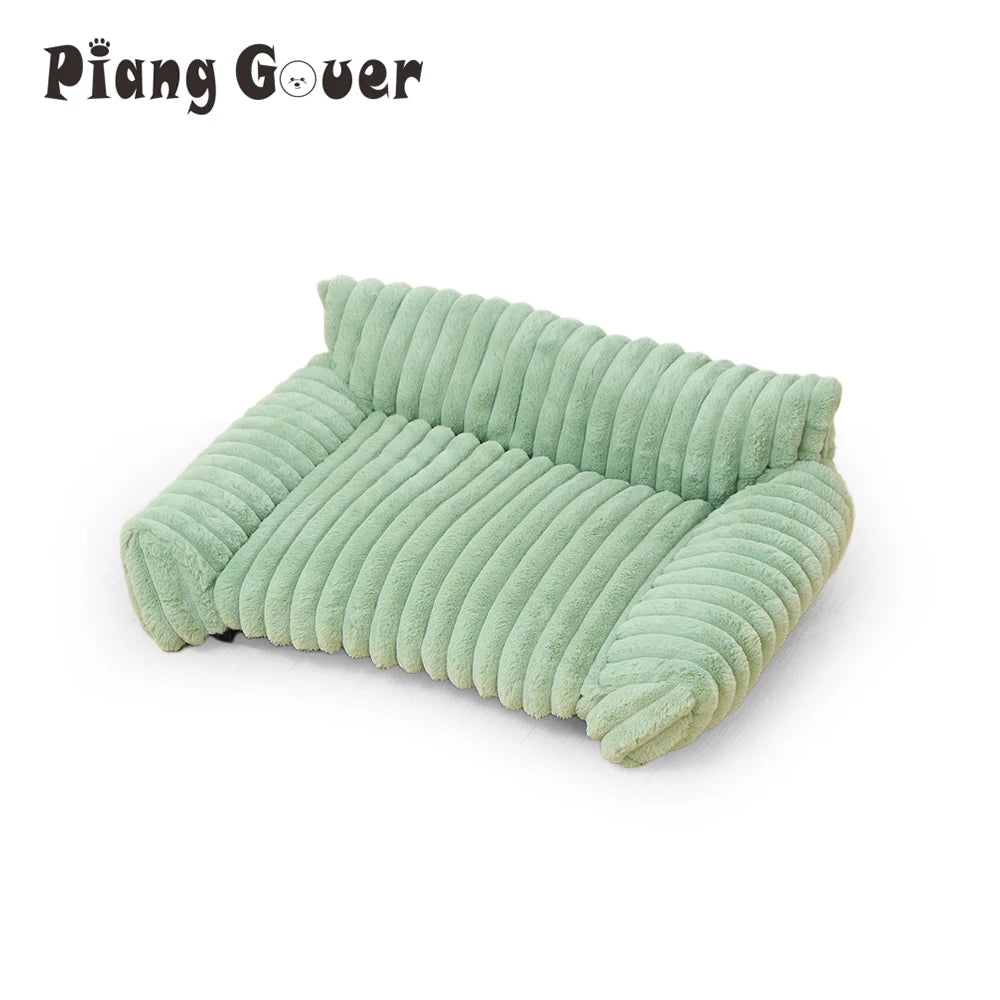 Warm Cat Dog Bed Sofa Cat Nest Soft Striped Pet Bed for Small Medium Dogs Comfortable Plush Puppy Bed