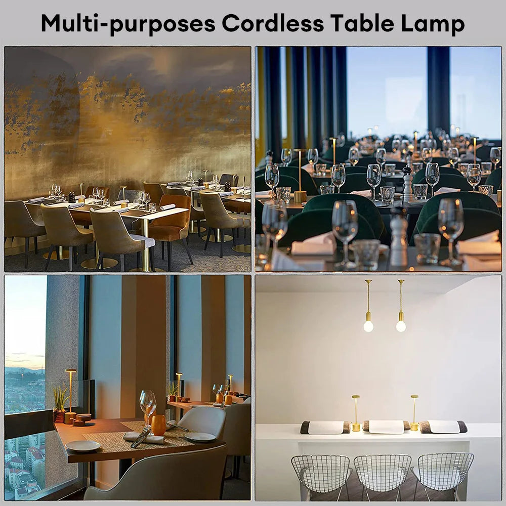 Decorative Table Lamp LED Waterproof Rechargeable Night Light Touch Dimming Bar Living Room Reading Camp Light