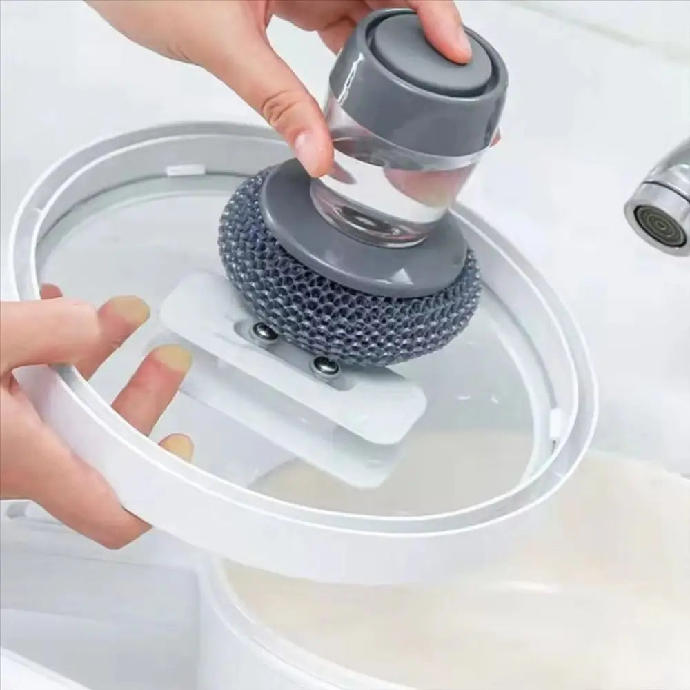 Creative Dish Cleaning Brush Liquid-added Ball Press Type Pot Brush Scrubber Liquid Filling Detergent