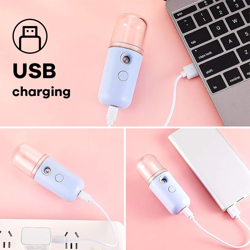 Mist Facial Nano Sprayer 30ML Humidifier USB Rechargeable Nebulizer Face Steamer Moisturizing Face Hydrating Skin Care Tools