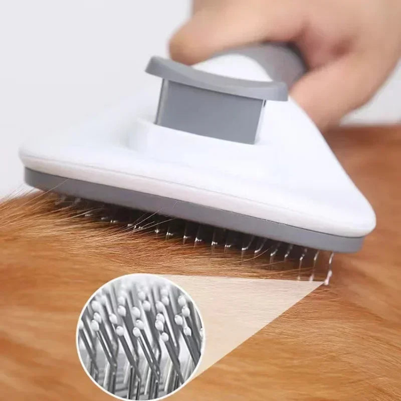 One-Click Pet Hair Removal Comb for Effortless Grooming of Dogs and Cats - Float Hair Removal Slicker Brush