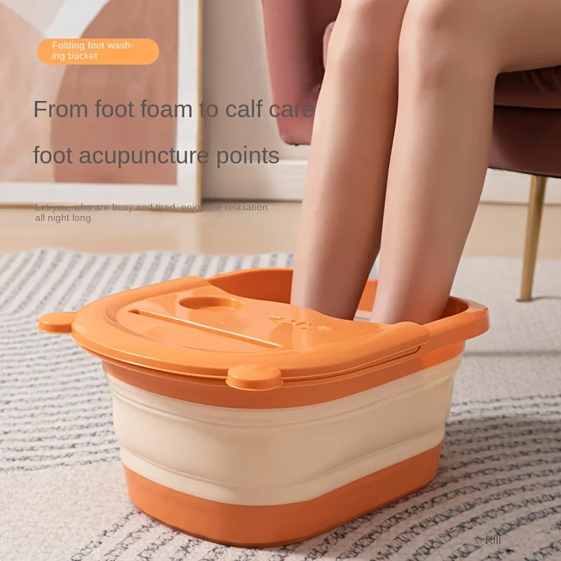 Foldable Foot Bath Tub with Built-in Massager - Large Relaxation Pool for Soaking, No Electricity Needed, For Home Bathroom