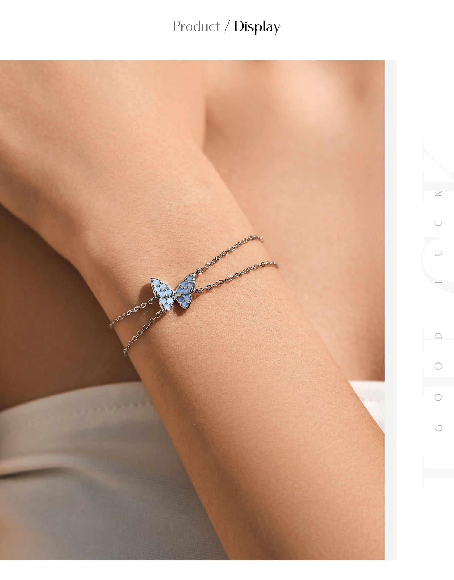 MODIAN Sweet Blue Opal Butterfly Bracelet 925 Sterling Silver Fashion Double Layer Link Chain Bracelets For Women Fine Jewelry