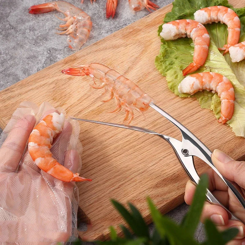 Shrimp Peeler Stainless Steel Seafood Cooking Tool Crayfish Peeler Pliers Quick Shelling and Peeling Tool