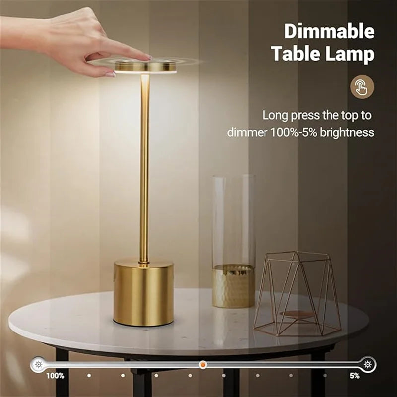 Decorative Table Lamp LED Waterproof Rechargeable Night Light Touch Dimming Bar Living Room Reading Camp Light