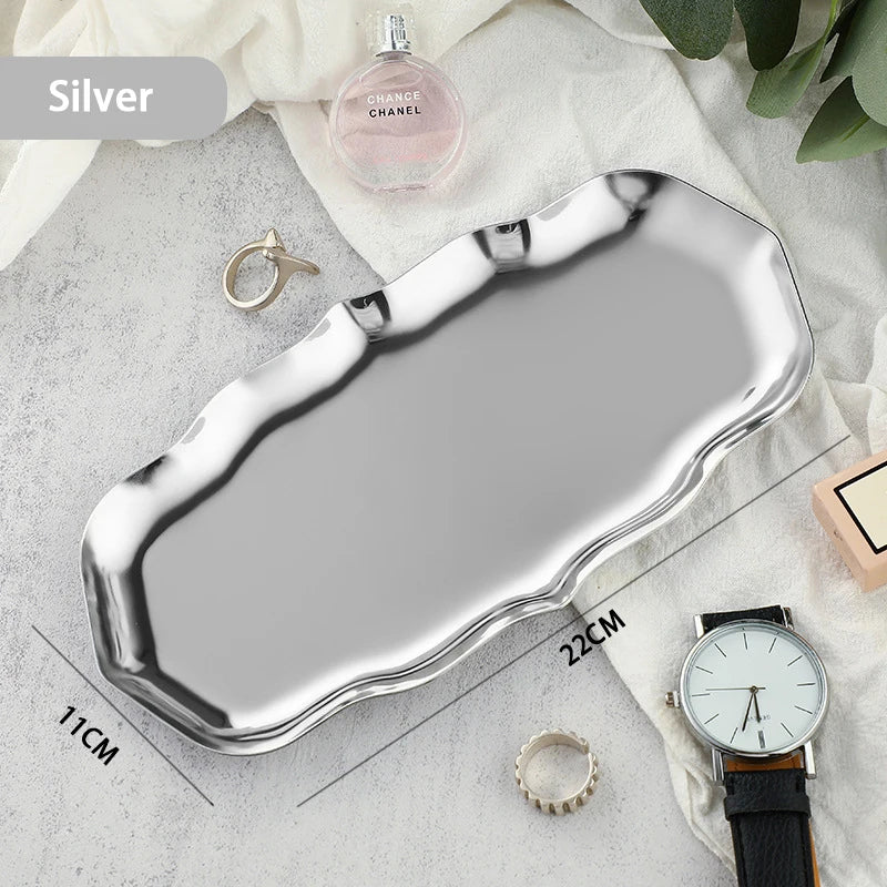 High Appearance Level Stainless Steel Jewelry Plate Cosmetics Metal Plate Oval Tray