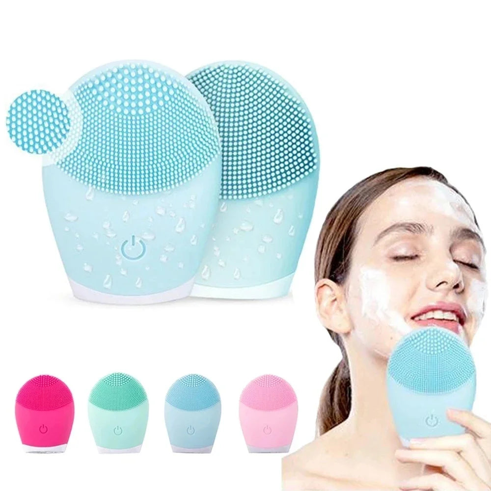 Electric Facial Cleansing Brush Face Skin Care Tools Waterproof Silicone Sonic Cleanser Facial