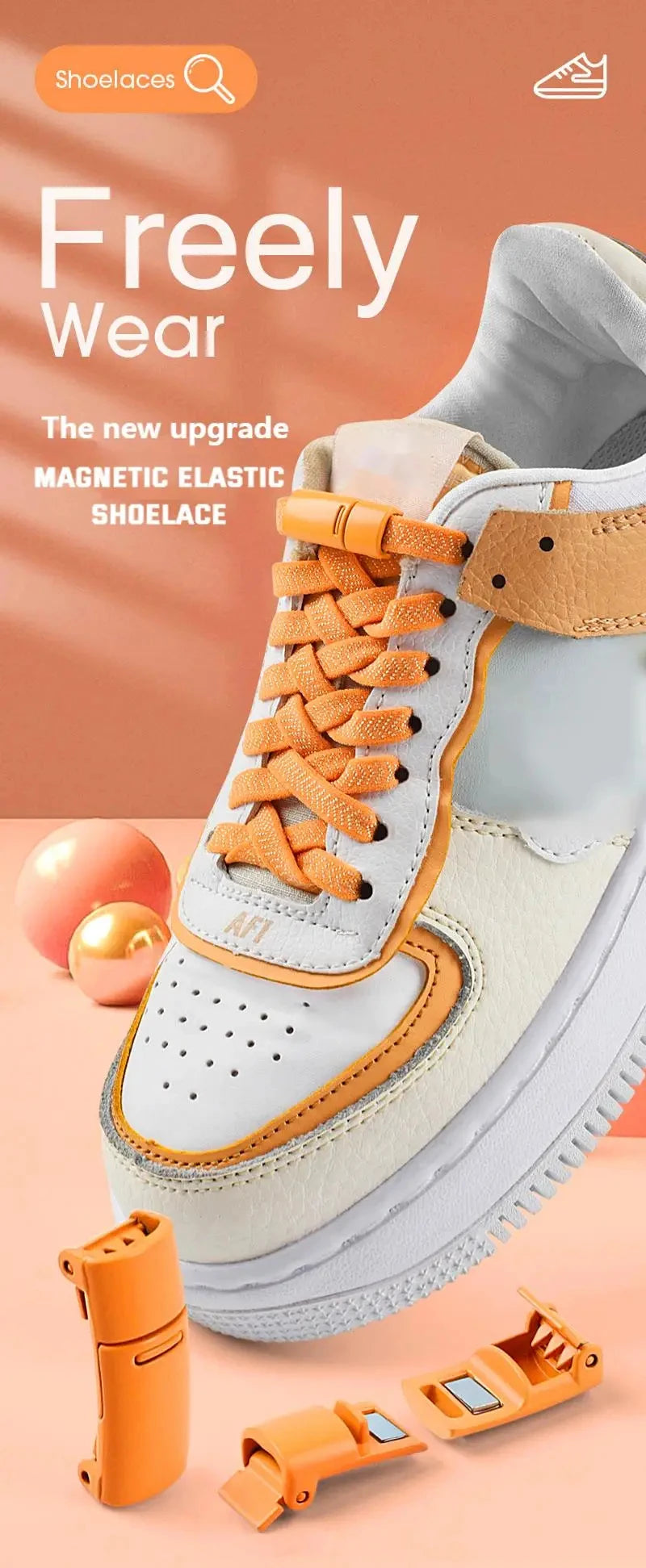 1 Pair Magnetic Locking Shoelaces Without Ties Sneakers Elastic Laces Children Adults Quick on/Off Shoelaces Shoe Accessories