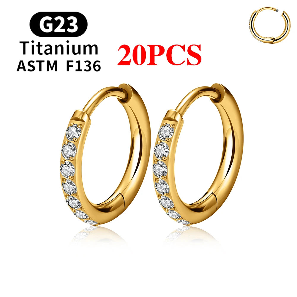 G23 Titanium Earring Hoop CZ Hinged Segment Round Ear Ring for Women Ear Tragus Cartilage Helix Daith Piercing Jewelry