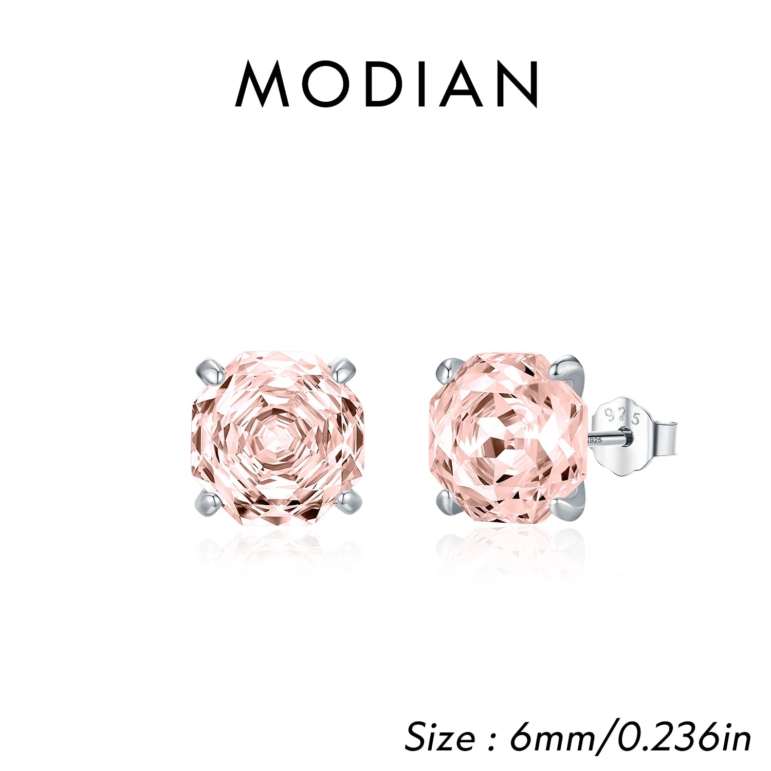 MODIAN 925 Sterling Silver Polygon Multi-Color Rose Cut Cubic Zirconia Luxury Stud Earrings For Women Party Fine Jewelry
