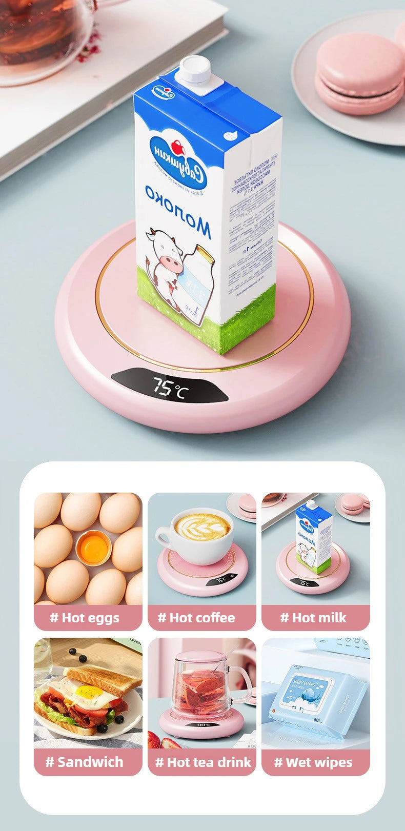 USB Cup Warmer Coffee Mug Heating Coaster 3 Temperature Setting Thermostatic Hot Plate Milk Tea Water Heating Pad Cup Heater