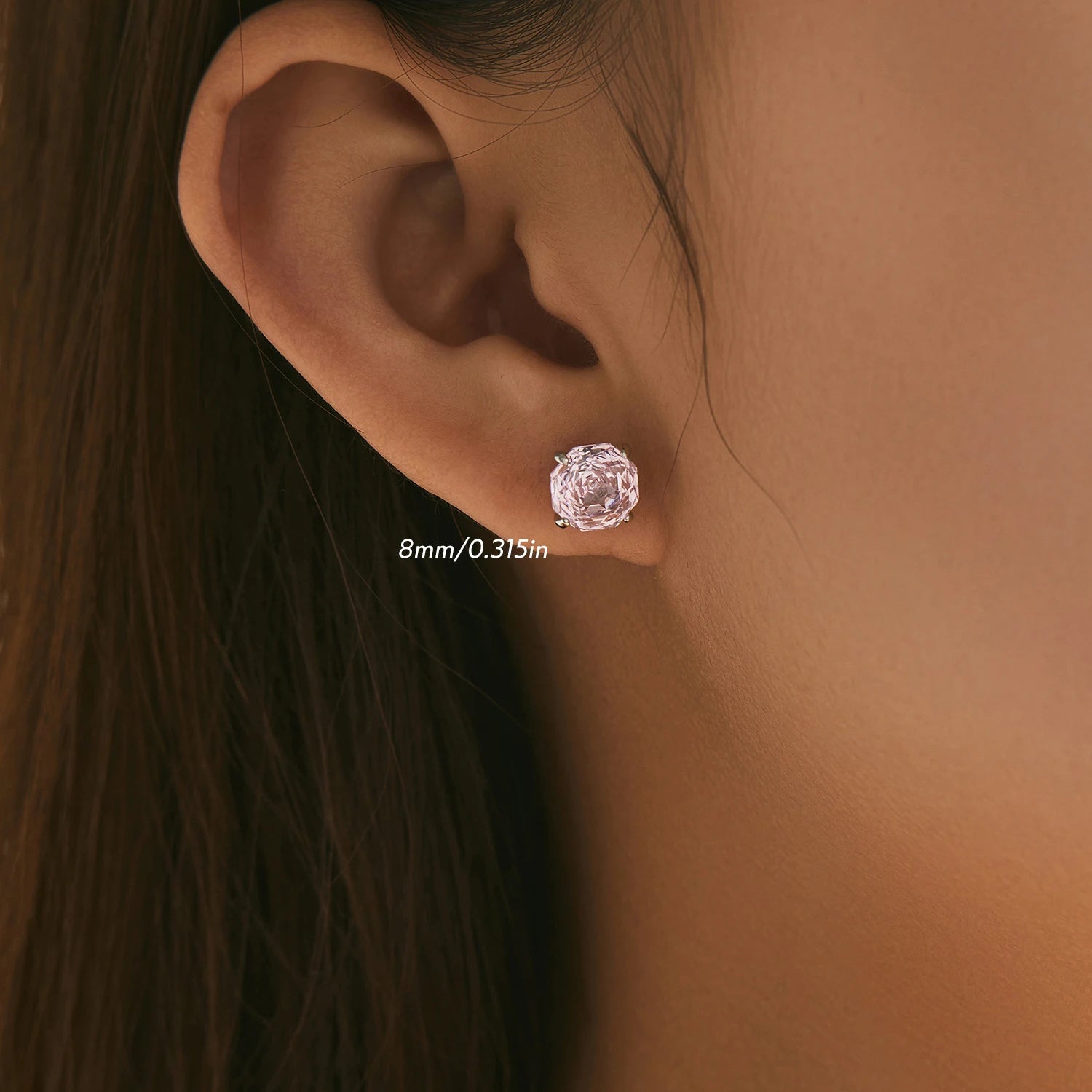 MODIAN 925 Sterling Silver Romantic Pink Rose Cut Sparkling Cubic Zirconia Stud Earrings For Women Party Trendy Jewelry