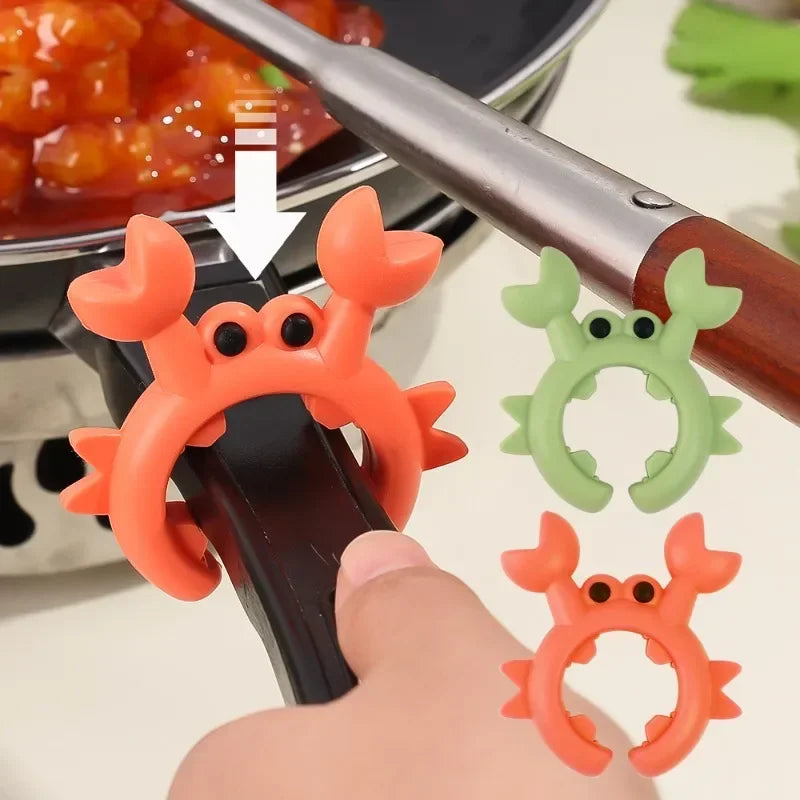 6/1PCS Small Crab Spatula Holder Anti Scalding Overflow Silicone Pot Clip Spoon Holder Clip Universal Shovel Rack Kitchen Gadget