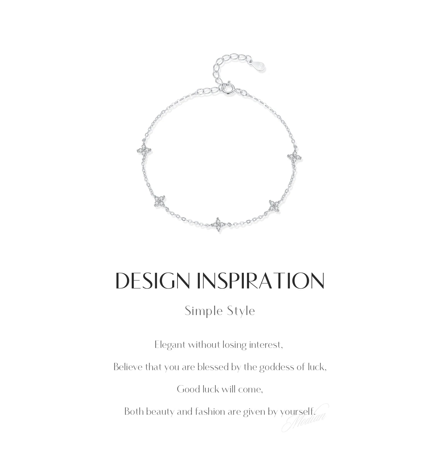 MODIAN 925 Sterling Silver Mini Flowers Bracelet Dainty Link Chain Pave Setting CZ For Women Wedding Fine Jewelry Gift