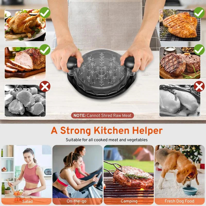 Chicken Shredder with Transparent Cover Hand Shred Machine Torn Chicken Anti-Slip Base for Chopping Chicken, Beef, Vegetables