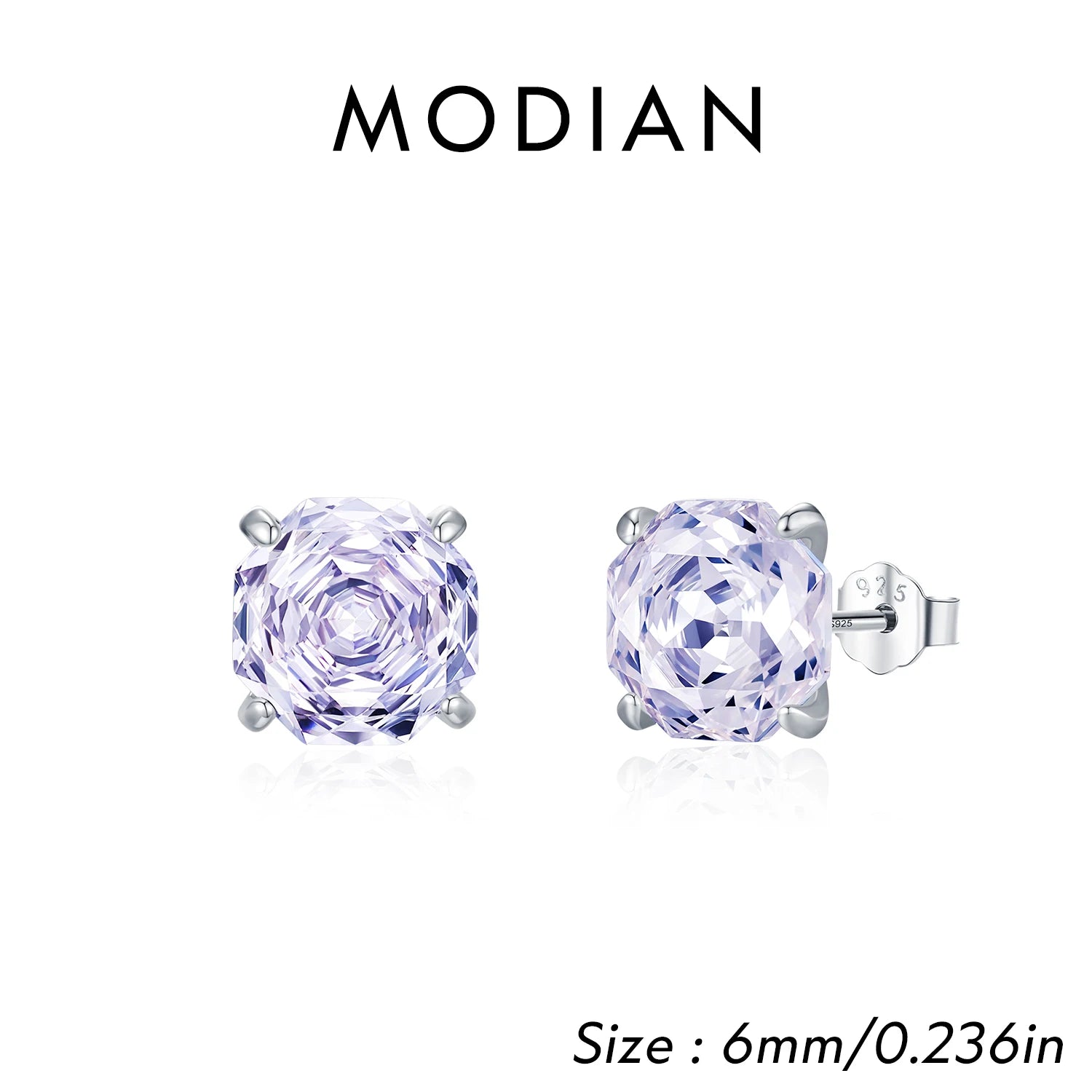 MODIAN 925 Sterling Silver Polygon Multi-Color Rose Cut Cubic Zirconia Luxury Stud Earrings For Women Party Fine Jewelry