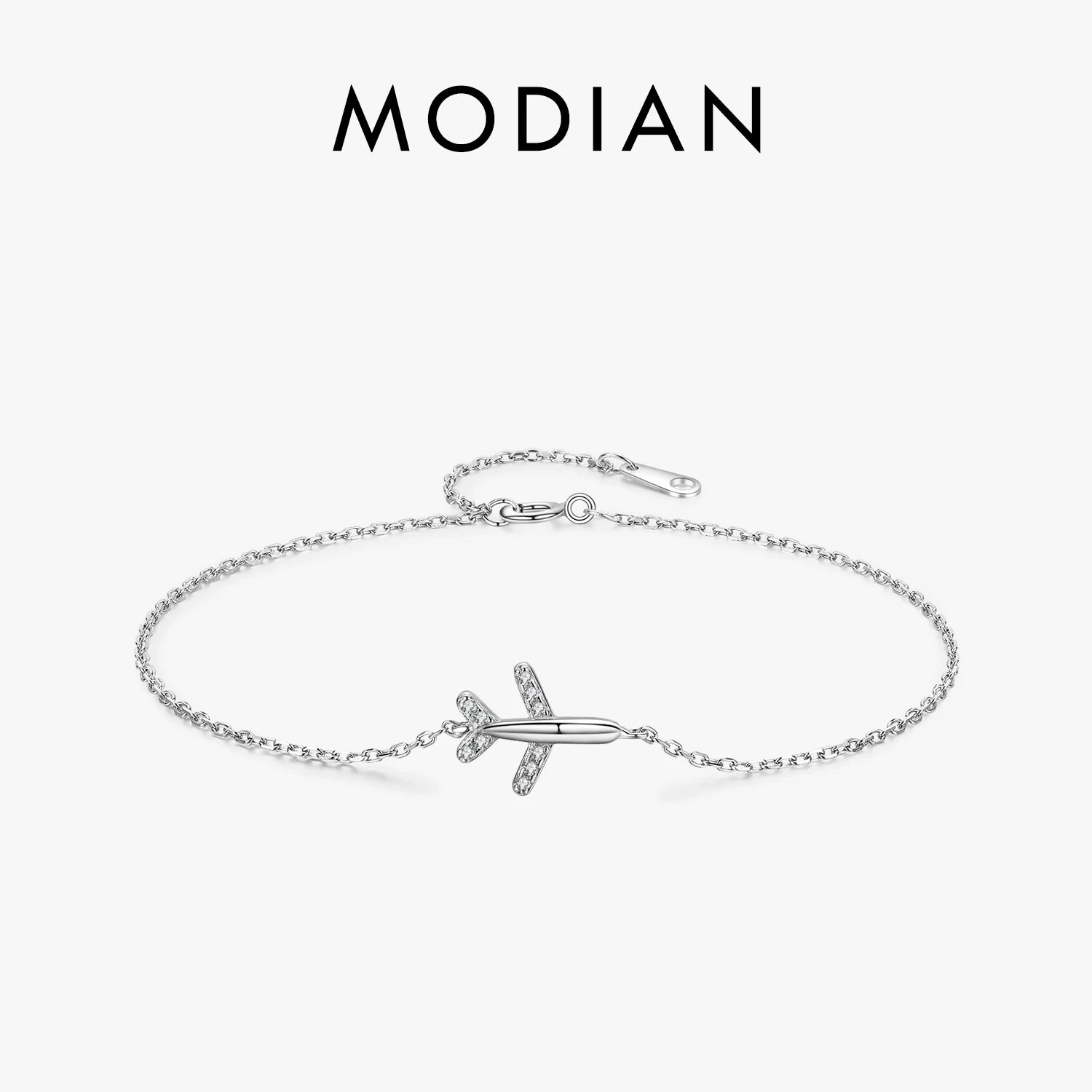 Modian Fashion Clear CZ Aircraft Bracelet Solid 925 Sterling Silver Charm Chain Exquisite Bracelets For Women Girls Jewelry Gift