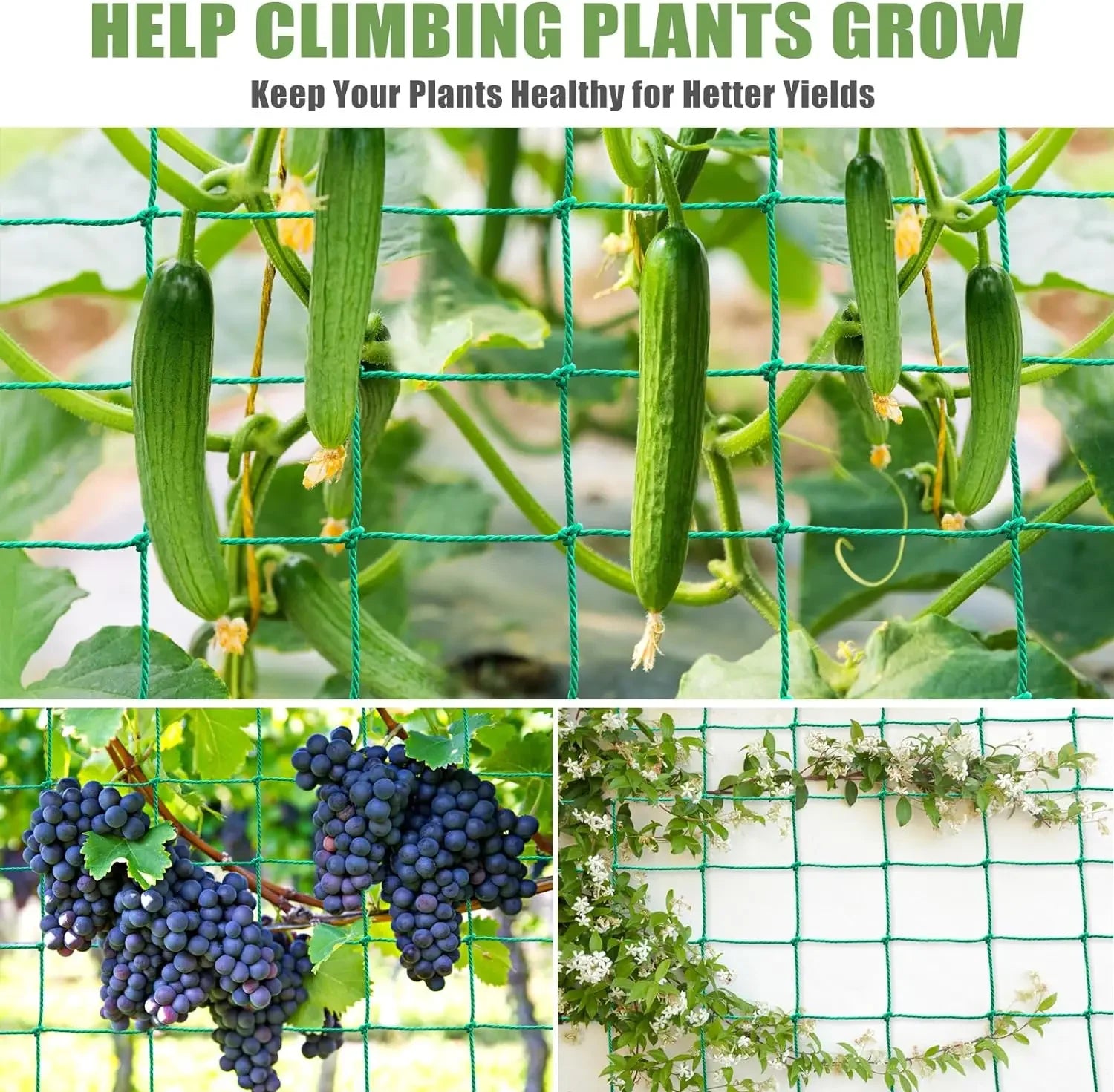 Thick Nylon Plant Trellis Strong Garden Climbing Netting Heavy Duty Mesh Net for Cucumber Tomato Grape Garden Accessories