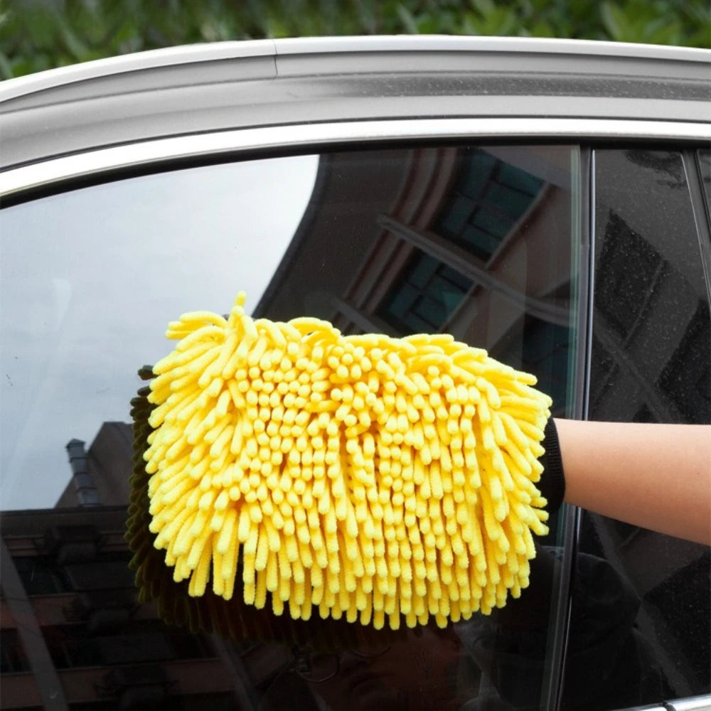 3-1Pcs Car Wash Gloves Microfiber Chenille Gloves Waterproof Car Cleaning Mitt Wax Detailing Brush Auto Care Double-faced Glove