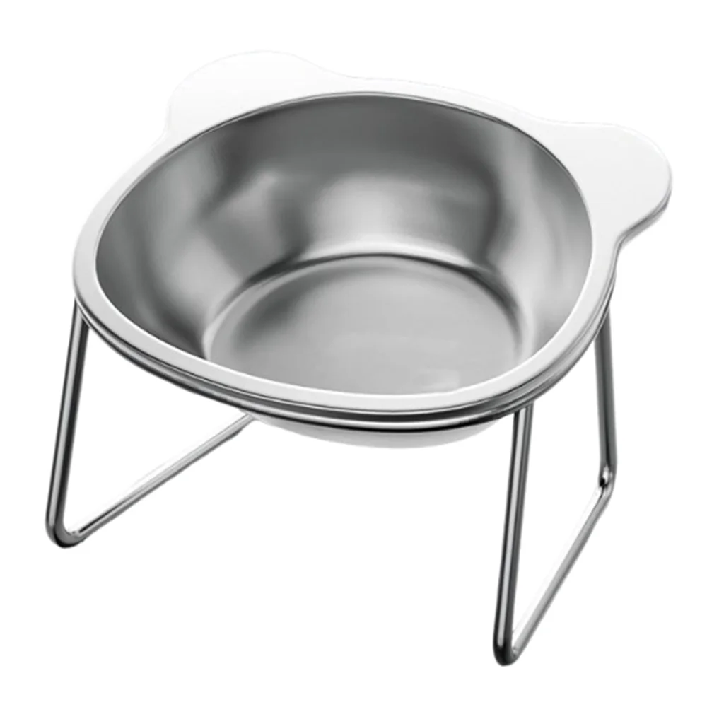 15 Degree Inclined Stainless Steel Cat Bowl Detachable Anti Overturning Elevated Cat Water Bowl Neck Protection Anti-flip