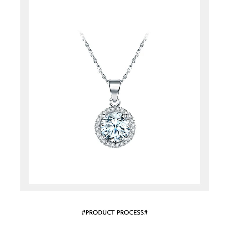Genuine 925 Sterling Silver Luxury Chain Brand Necklace with 2.0Ct AAAAA Level Zircon Necklaces Gift Jewelry for women