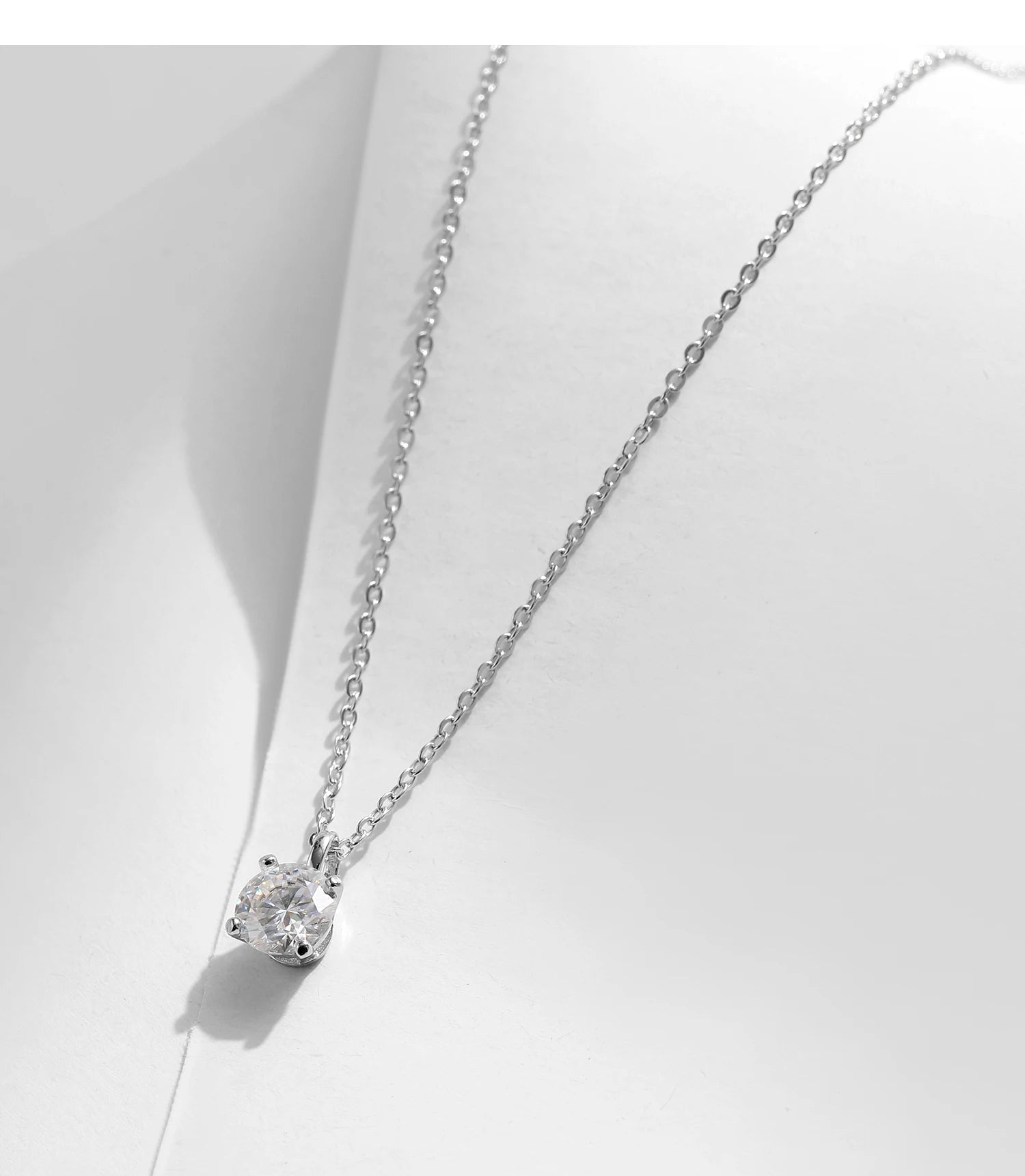 MODIAN 1CT Prong Setting Moissanite Necklace D color VVS1 Lab Diamond Pendant For Women 925 Sterling Silver Wedding Jewelry