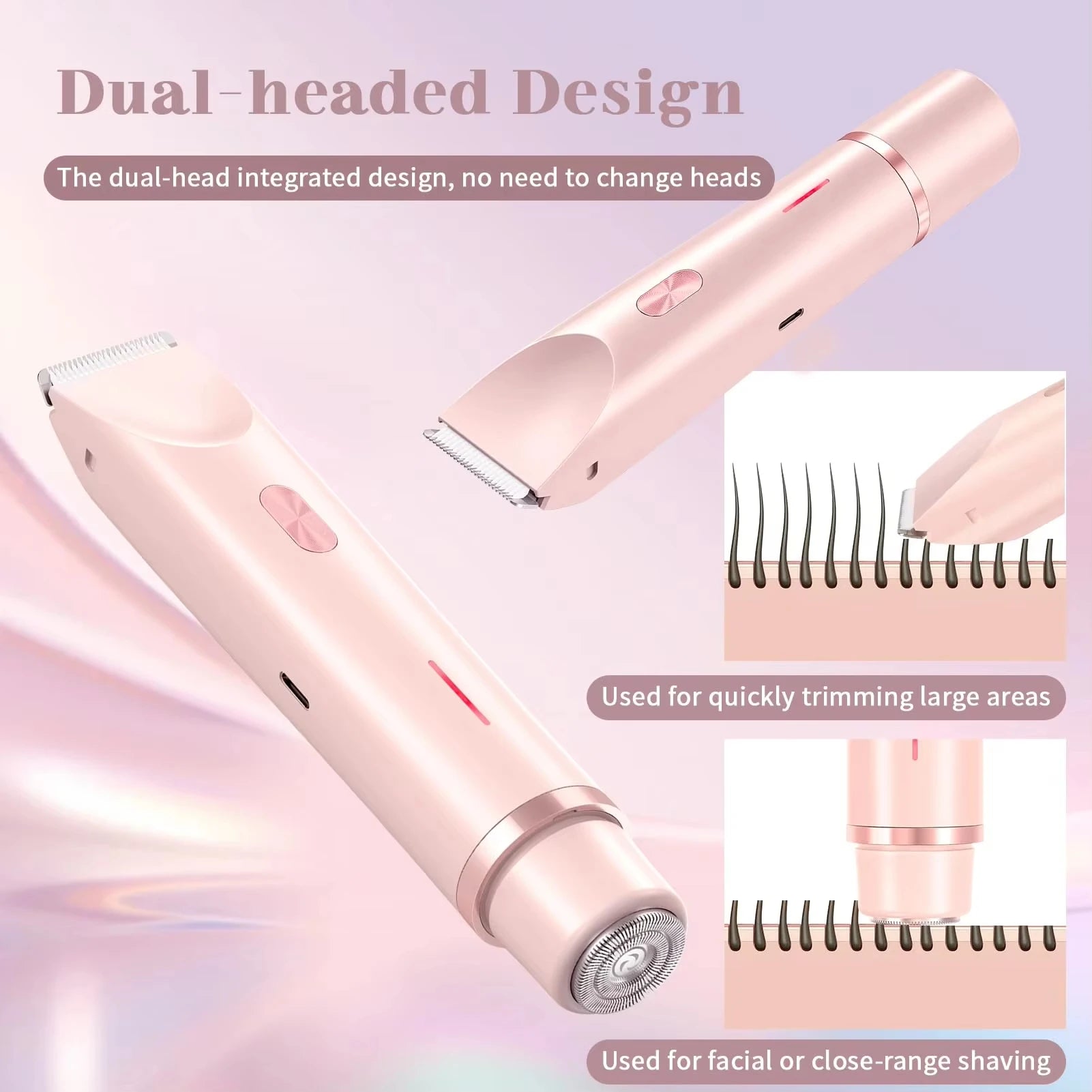 Waterproof Rechargeable Electric Shaver Mini Women Bikini Trimmer Body Hair Remover Mini Double Headed Electric Epilator