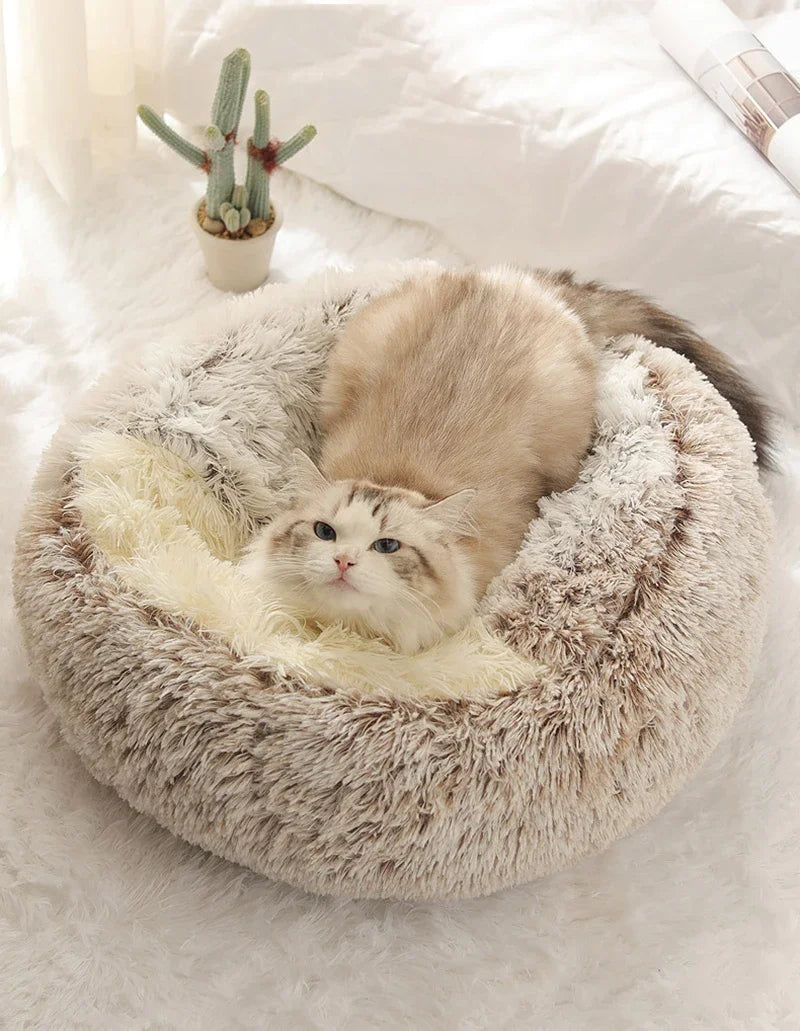 Cat Bed Pet Mattress Sleeping Warm Soft Plush Pet Bed with Cover Round  Nest Cave for Small Dogs kitten