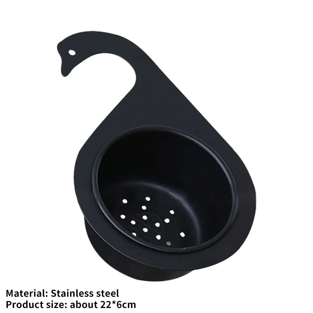 Stainless Steel Swan Sink Strainer Basket Removable Goosehead Storage Drainage Basket Goosehead Hanging Wet & Dry Drainage Racks