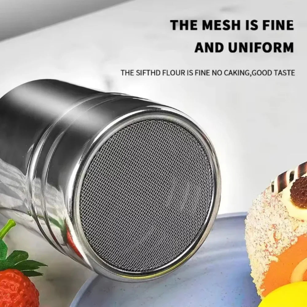 Sprinkler Kitchen Powder Distributor with Dense Hole Cocoa Cinnamon Sugar Gauze Mesh Jar Seasoning Bottles