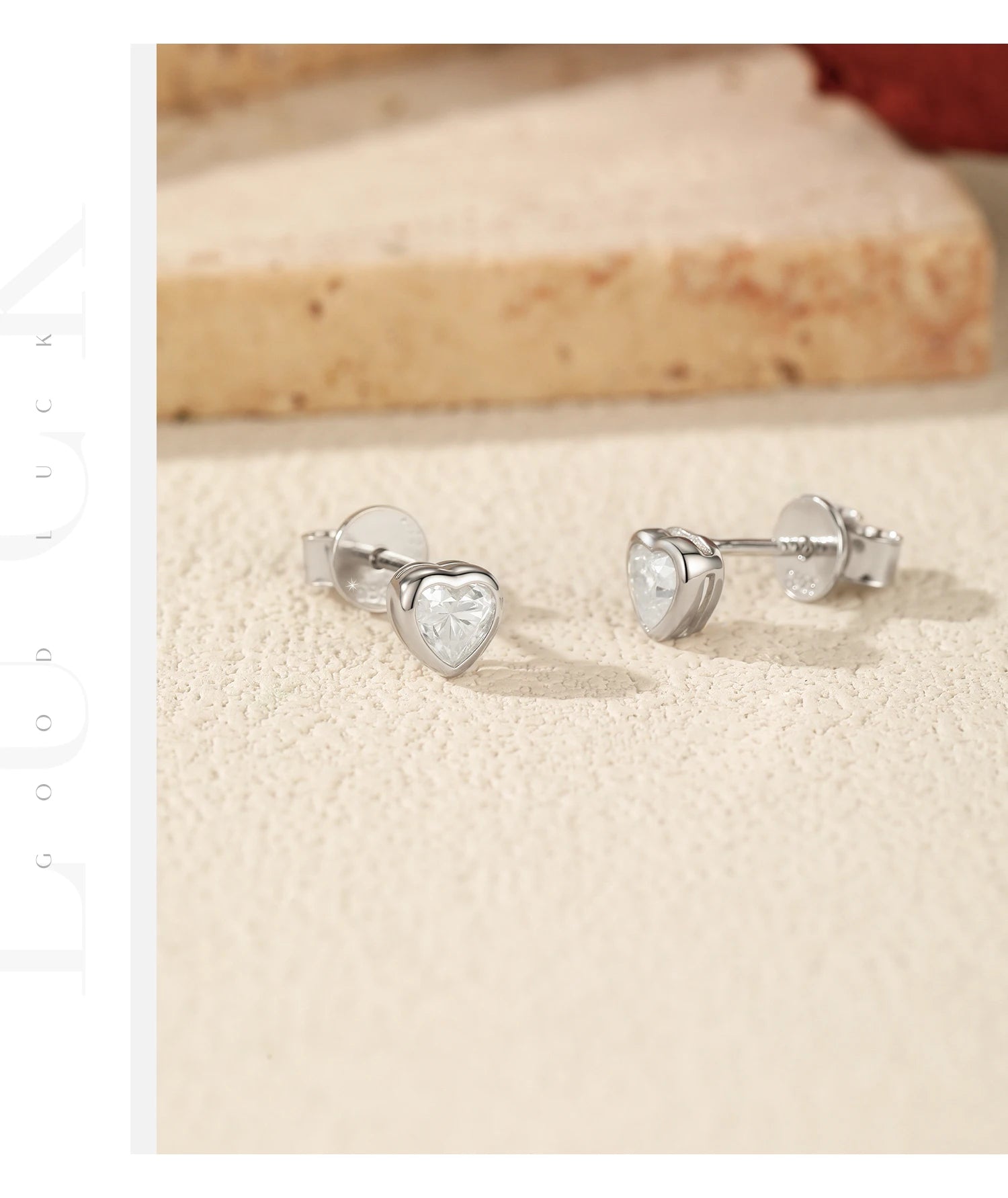 MODIAN 3 Sizes Heart Moissanite Ear Studs 925 Sterling Silver Dazzling Stackable Fashion Stud Earrings For Women Fine Jewelry