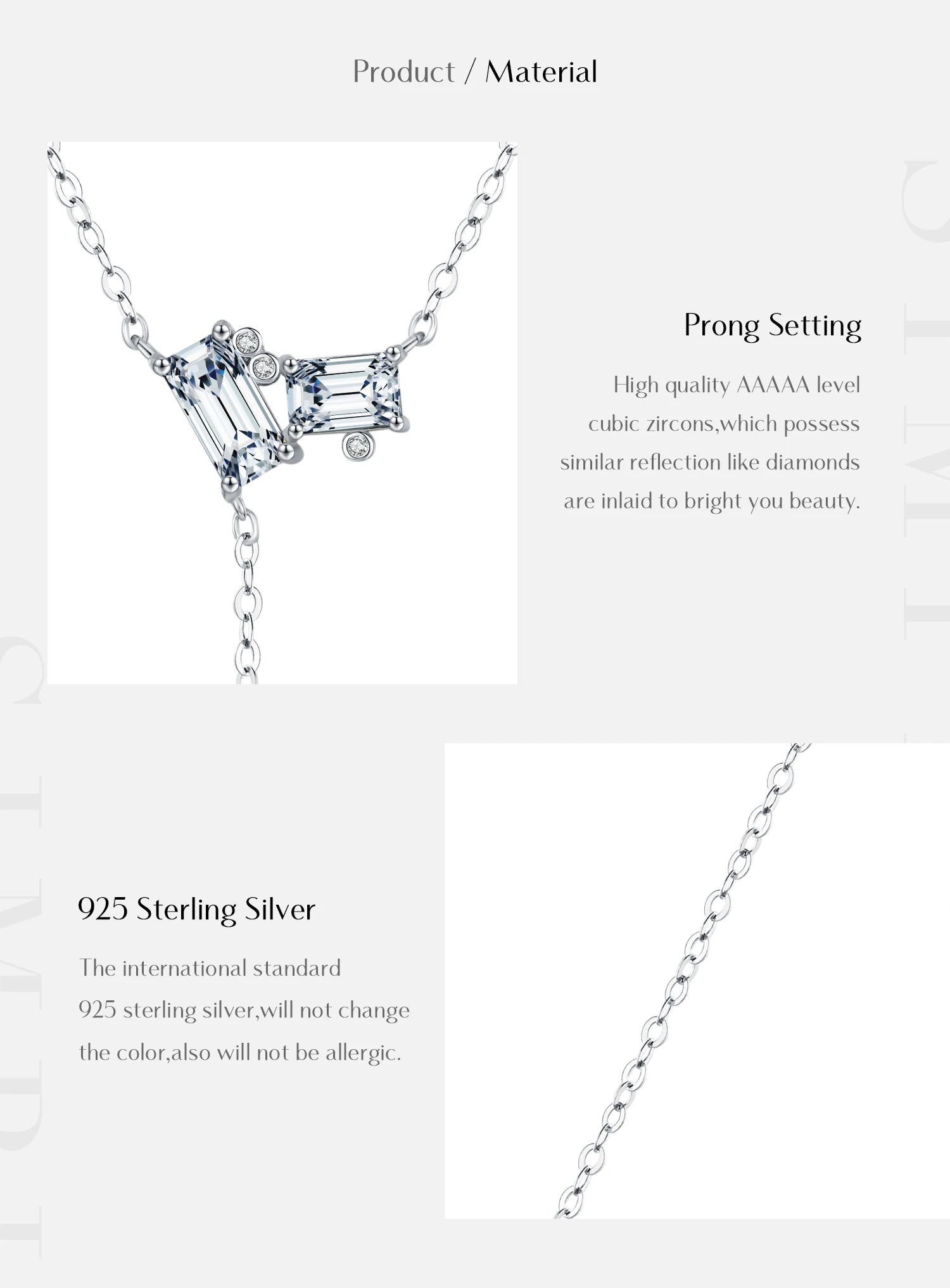 MODIAN 925 Sterling Silver Exquisite Rectangle Clear CZ Link Chain Lariat Y Shape Pendant Necklaces For Women Fine Jewelry