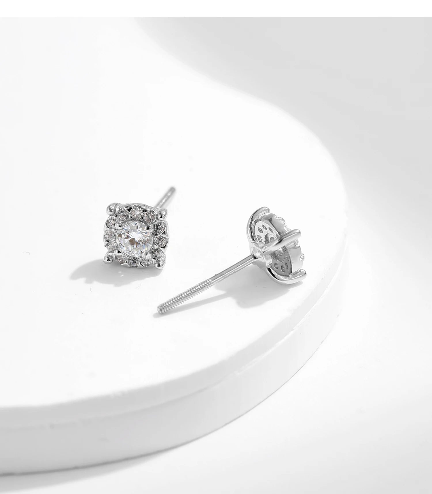 MODIAN D Color Moissanite Stud Earrings Round Cut Lab Created Diamond 925 Sterling Silver Silver Bridal Jewelry For Women Gifts