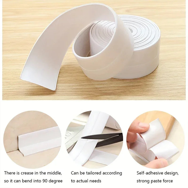 PVC Sealing Tape For Bathroom Kitchen Caulk Strip Tape Self Adhesive Waterproof Wall Stickers Mold Proof Sealing Tapes