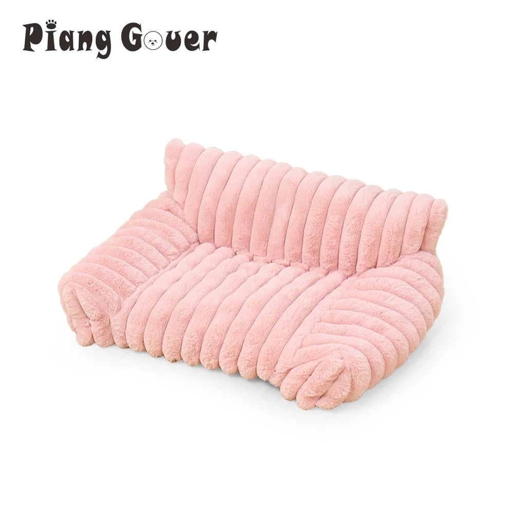 Warm Cat Dog Bed Sofa Cat Nest Soft Striped Pet Bed for Small Medium Dogs Comfortable Plush Puppy Bed