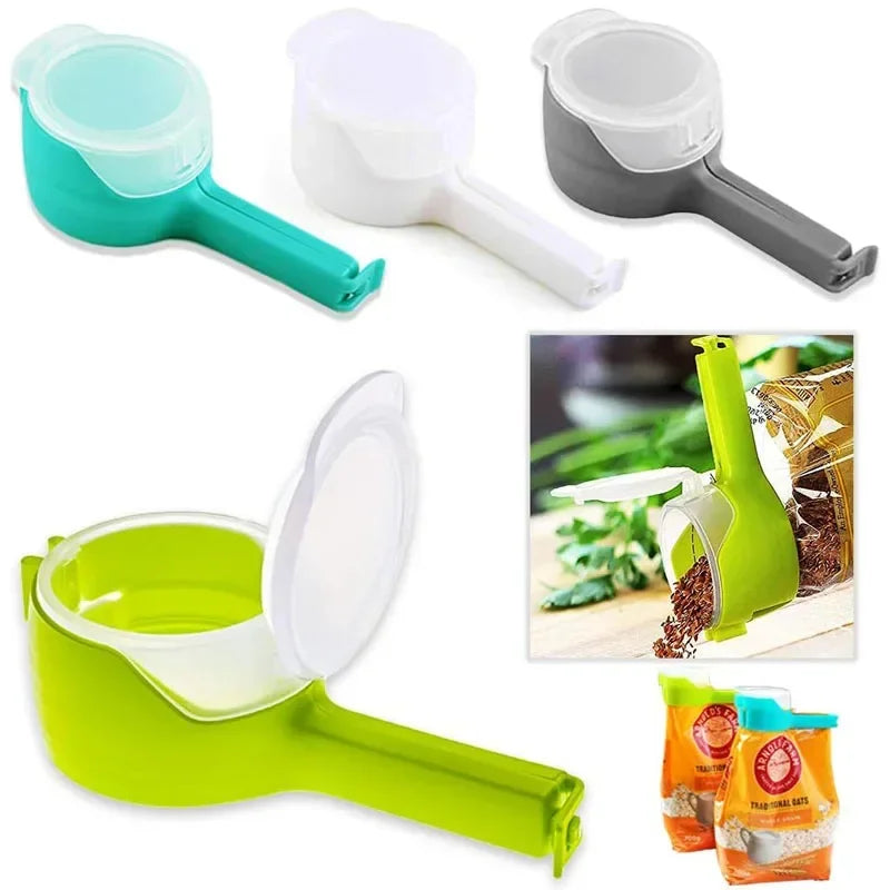 Split Mouth Closure Clip for Octopus Bean Food Bags with Pour Out Spout, Easily Split Oats Kitchen Tools  Bag Sealer  Storage