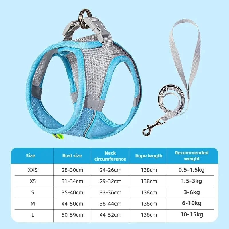 Pet Things Accessories Cute Adjustable  Collar and Leash Set for Walking Safe Reflective Soft Comfortable Vest For Small Medium Dog Cat Pet